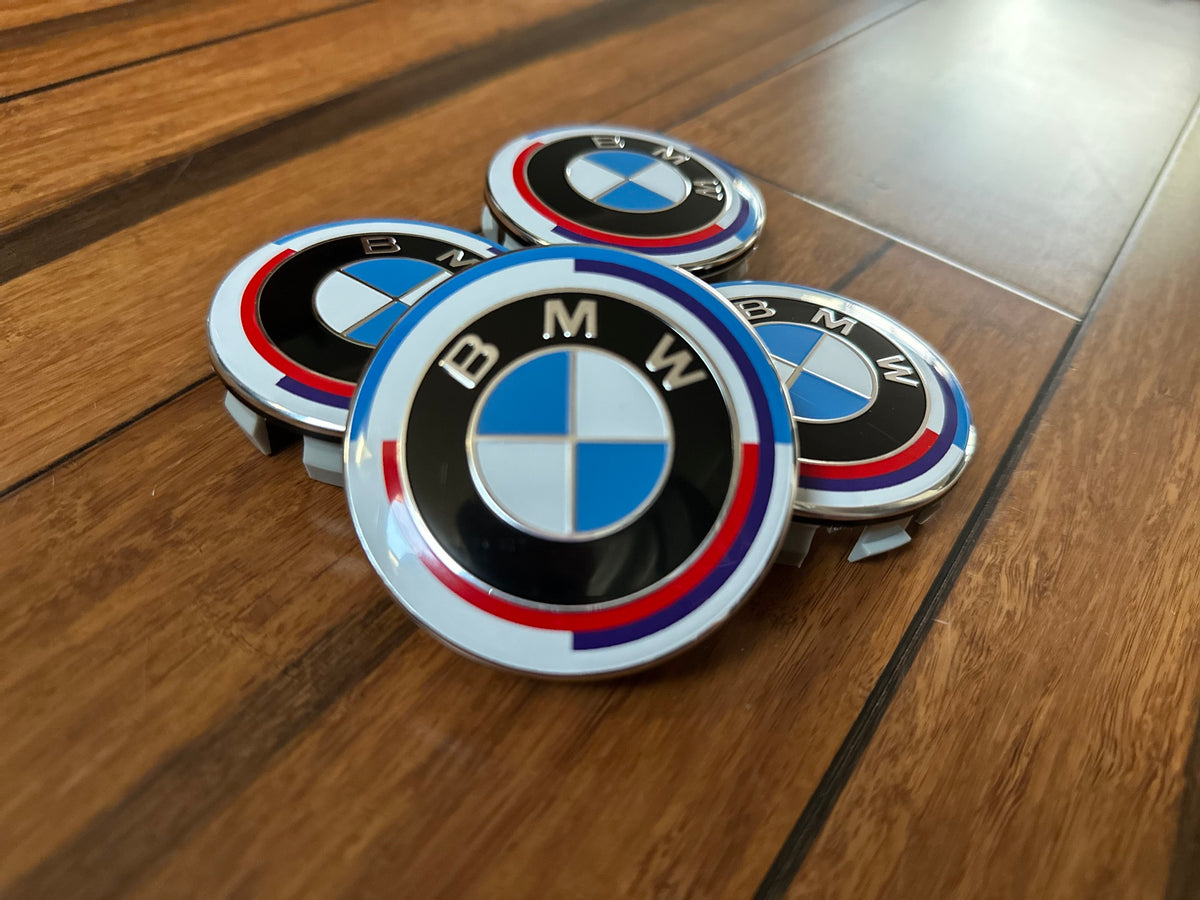 BMW 56mm 50 year anniversary caps ///M dream text wheel center caps (set of 4