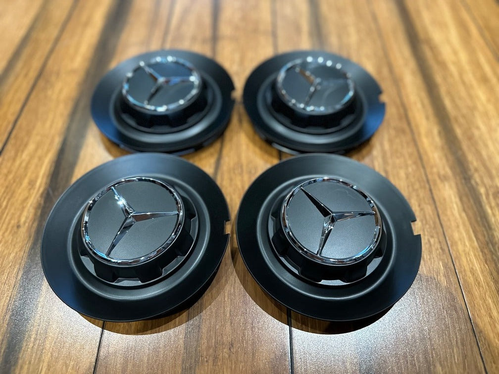 Set of 4 Black Mercedes Benz 68mm (2.68 Inch) Wheel Hub Center