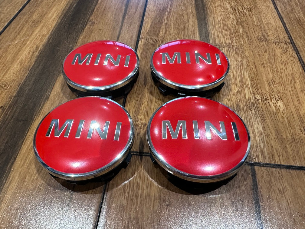 4x Alloy Wheel Centre caps for Mini Cooper F56 Red 56mm – Caps Direct