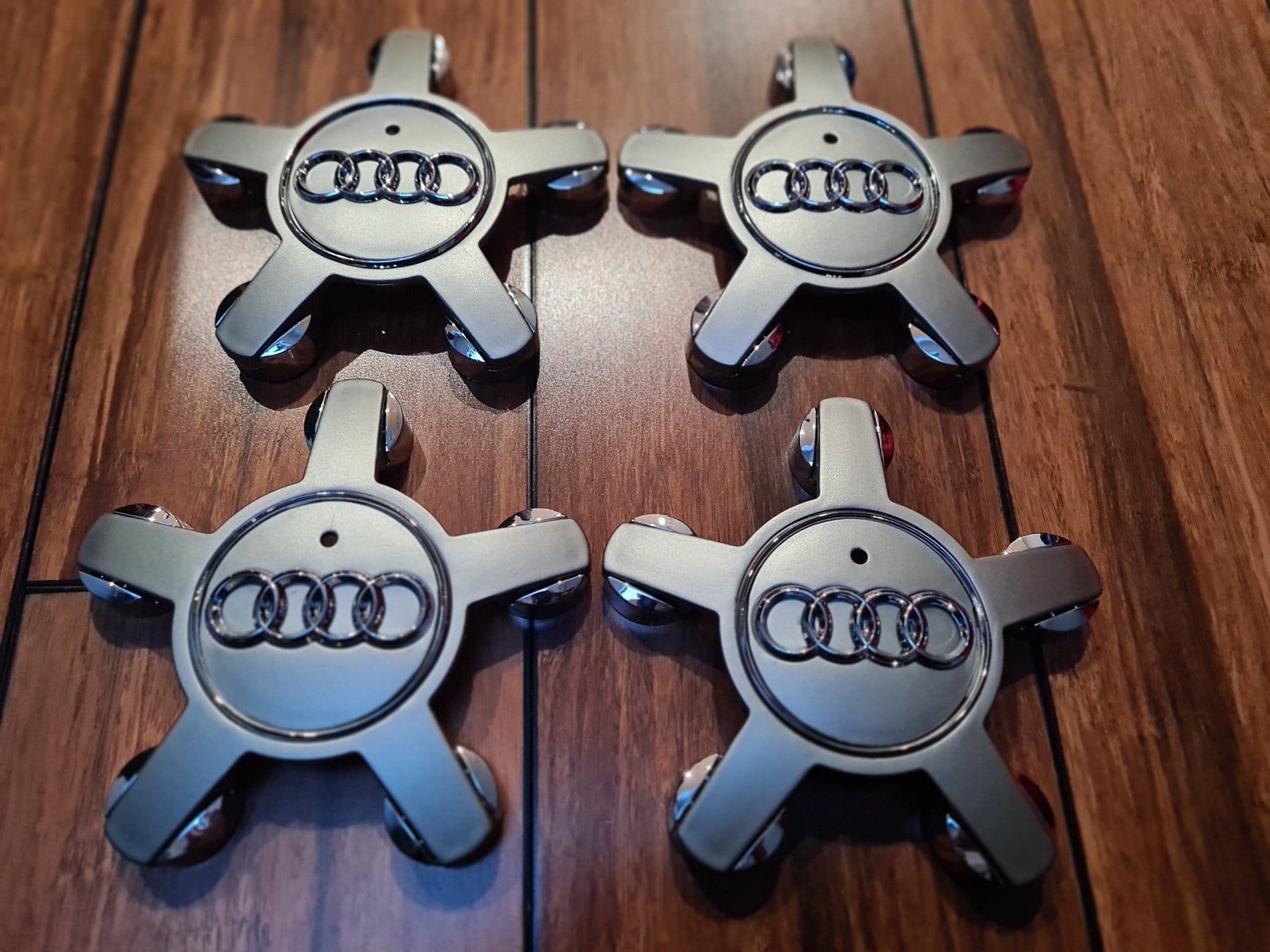 4x Alloy Wheel Star Spider Centre Caps for Audi A3, A4, A6 models